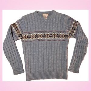 Vintage Mervyn’s Blue Multi Colored Patterned Crewneck Sweater